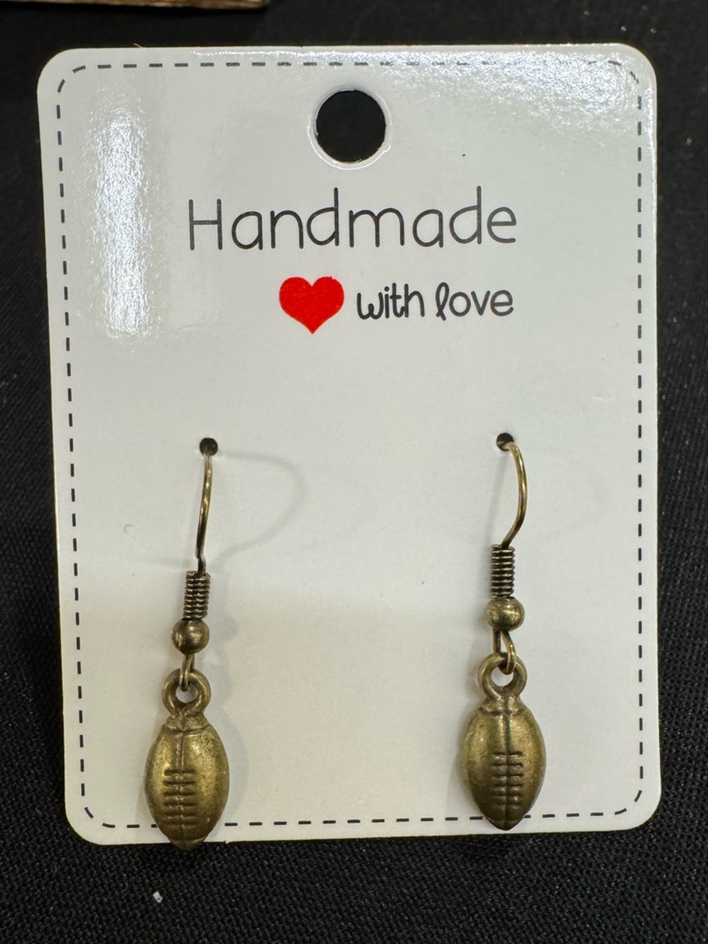 Hand Crafted Vintage Gold Football Dangle Earrings